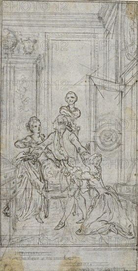 Study for Vignette-Frontispiece in Charles-Simon Favart's "L'Amitié à l'Epreuve", c. 1771.