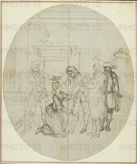 Study for a second edition, never published, of Colle's "La Partie de Chasse de Henri IV", Act III, Scene 11, before 1766.