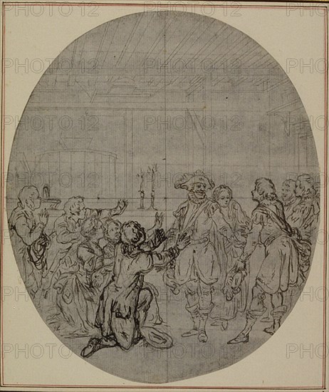 Study for a second edition, never published, of Colle's "La Partie de Chasse de Henri IV", Act III, Scene 13, before 1766.