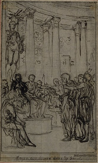 Study for an illustration in Tacitus "Tibère, ou Les Six Premiers Livres des Annales", Book V, Vol. 3, 1st Study, c. 1768.