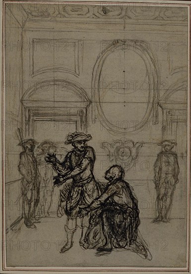 Study for a second edition, never published, of Colle's "La Partie de Chasse de Henri IV", Act I, Scene 6, before 1766.