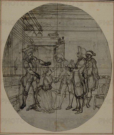 Study for a second edition, never published, of Colle's "La Partie de Chasse de Henri IV", Act III, Scene 11, before 1766.