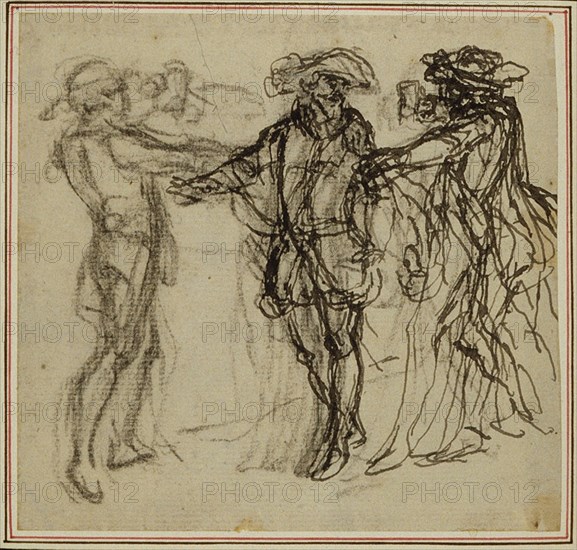 Study for a second edition, never published, of Colle's "La Partie de Chasse de Henri IV", Act II, Scene 11, before 1766.