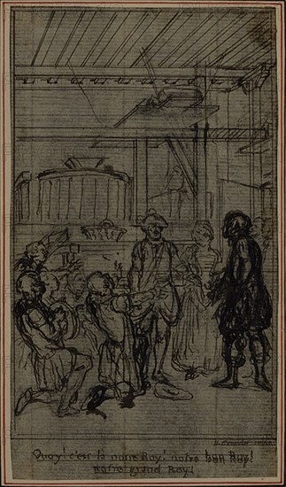 Study for Vignette-Frontispiece of Colle's "La Partie de Chasse de Henri IV", Act III, c. 1766.