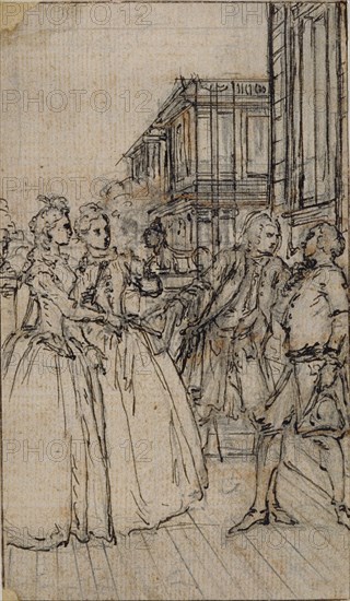 Literary Illustration with Two Ladies and Two Gentlemen in a Street, n.d.