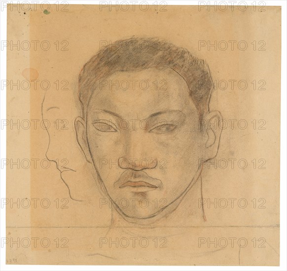 Head of a Tahitian with Profile of Second Head to His Right, 1891/93.