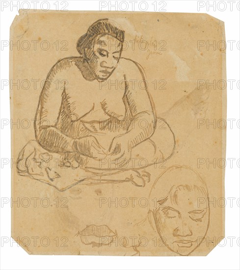 Seated Tahitian Woman (recto); Standing Tahitian Woman (verso), 1891/93.