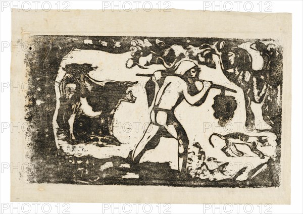 Tahitian Carrying Bananas, from the Suite of Late Wood-Block Prints, 1898/99.