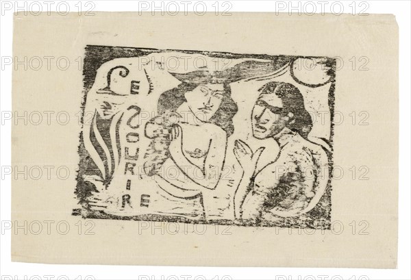 Two Women Chattering, headpiece for Le Sourire, 1900.