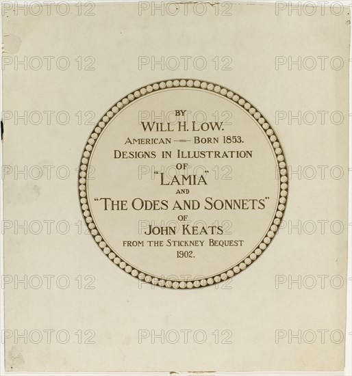 Title Page for the "Odes and Sonnets of John Keats", n.d.