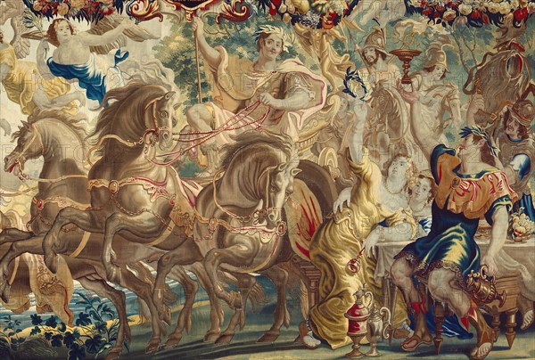 The Triumph of Caesar from The Story of Caesar and Cleopatra, Flanders, c. 1680. Woven at the workshop of Gerard Peemans, after a design by Justus van Egmont. Detail from a larger artwork.