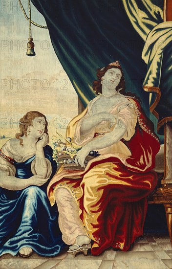 Caesar's Death Makes Cleopatra Mourn, from 'The Story of Caesar and Cleopatra', Flanders, c. 1680. Woven at the workshop of Gerard Peemans, after a design by Justus van Egmont. Detail from a larger artwork.