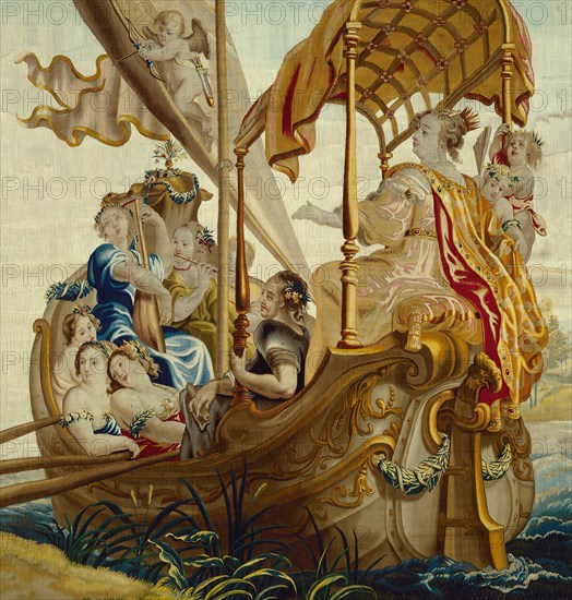 Cleopatra Enjoys Herself at Sea, from 'The Story of Cleopatra', Flanders, c. 1680. Woven at the workshop of Willem van Leefdael, after a design by Justus van Egmont. Detail from a larger artwork.