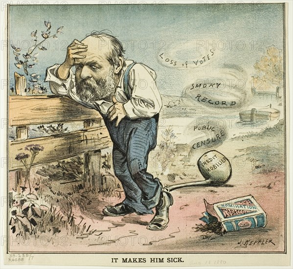 It Makes Him Sick, from Puck, published August 18, 1880.