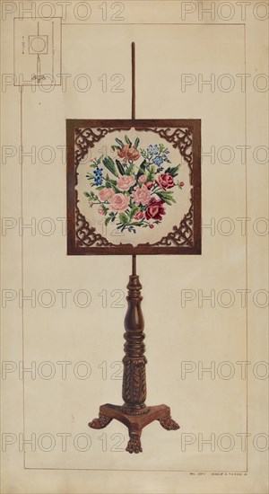 Petit Point Fire Screen, c. 1937.