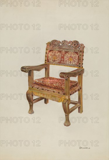 Hand-carved Armchair, c. 1937.