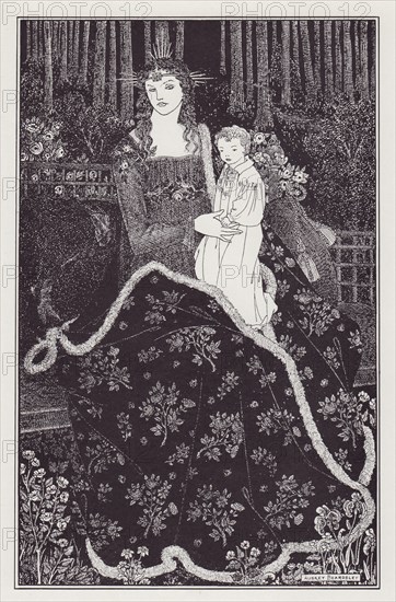 A large Christmas Card, 1895. Creator: Aubrey Beardsley.