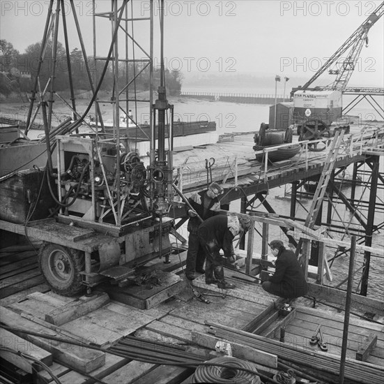 Severn Bridge, M48, Aust, South Gloucestershire, 12/12/1961. Creator: John Laing plc.