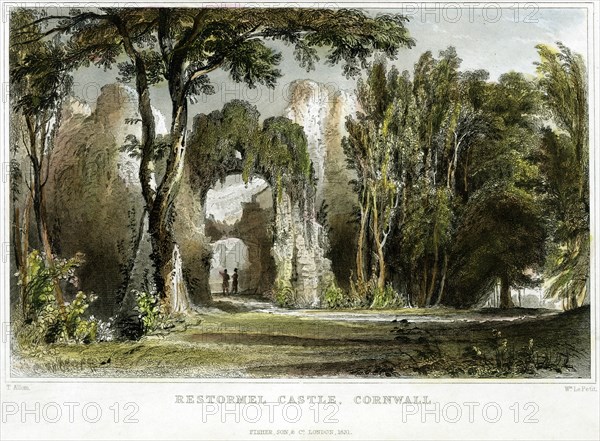 Restormel Castle, Restormel, Lostwithiel, Cornwall, c1830. Creator: Thomas Allom.