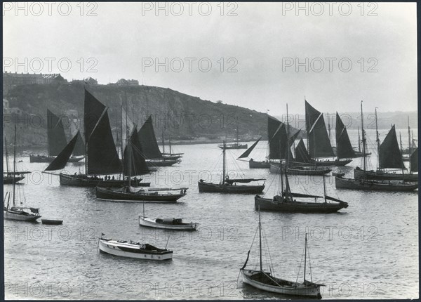 Brixham Outer Harbour, Brixham, Torbay, Devon, 1925-1935. Creator: J Dixon Scott.