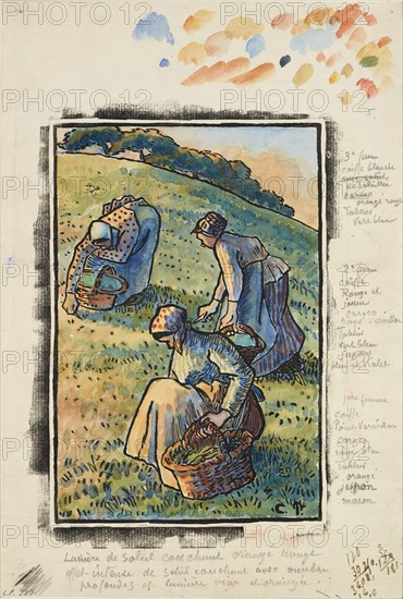 Women weeding the grass, 1845 - 1903. Creator: Camille Pissarro.