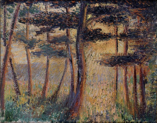 Sunset through Trees, c. 1882. Creator: Camille Pissarro.