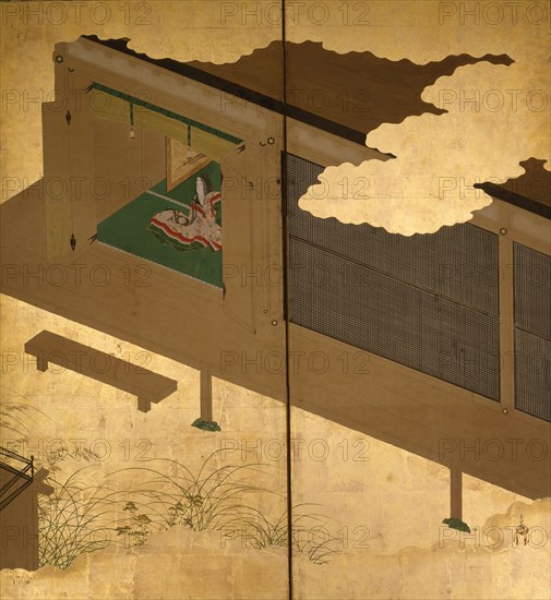 Six-fold screen depicting tales of Ise, 1617-1691. Creator: Tosa Mitsuoki.