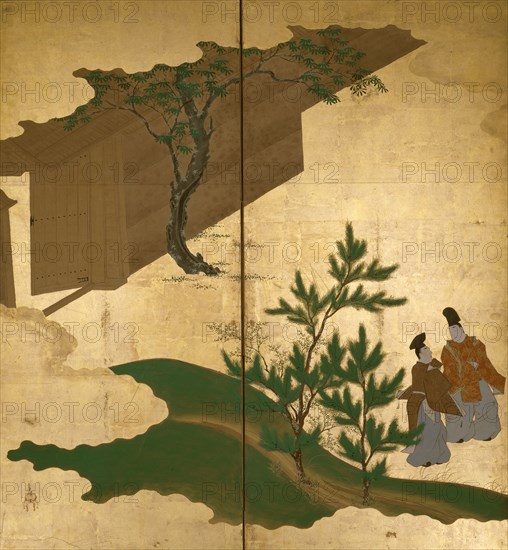 Six-fold screen depicting tales of Ise, 1617-1691. Creator: Tosa Mitsuoki.