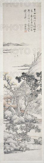 View of buildings and trees after a rain shower, Qing Dynasty (1645 - 1911). Creator: Pan Dinglan.