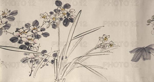 Flowering plants of the four seasons, 1842. Creator: Oda Kaisen.