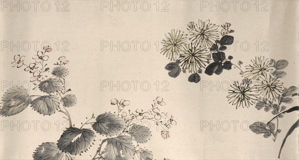 Flowering plants of the four seasons, 1842. Creator: Oda Kaisen.