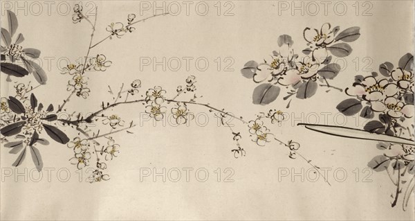 Flowering plants of the four seasons, 1842. Creator: Oda Kaisen.