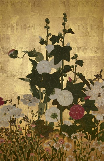 Screen with spring and summer flowers, 1st half of the 18th century. Creator: Watanabe Shiko.