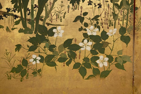 Screen with spring and summer flowers, 1st half of the 18th century. Creator: Watanabe Shiko.