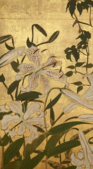 Screen with spring and summer flowers, 1st half of the 18th century. Creator: Watanabe Shiko.