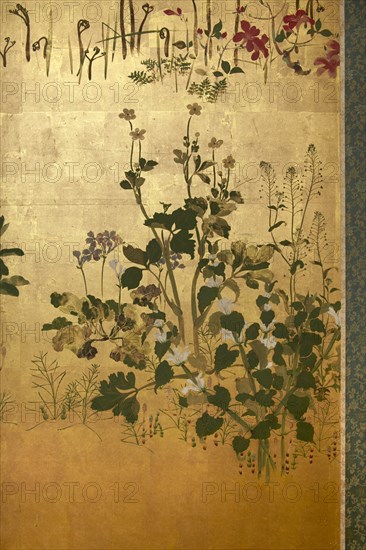 Screen with spring and summer flowers, 1st half of the 18th century. Creator: Watanabe Shiko.