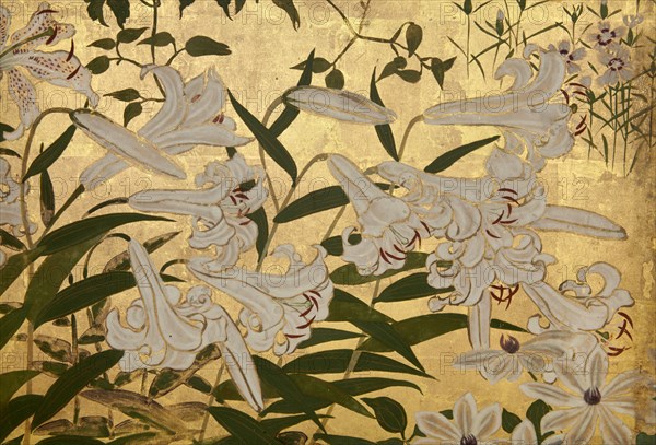 Screen with spring and summer flowers, 1st half of the 18th century. Creator: Watanabe Shiko.