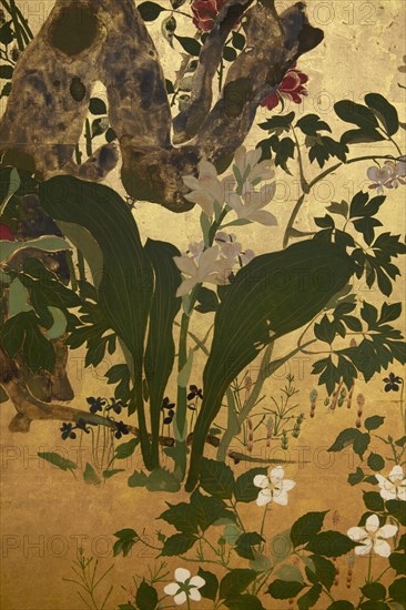 Screen with spring and summer flowers, 1st half of the 18th century. Creator: Watanabe Shiko.