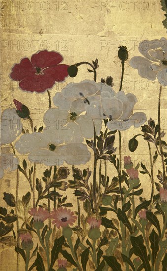 Screen with spring and summer flowers, 1st half of the 18th century. Creator: Watanabe Shiko.