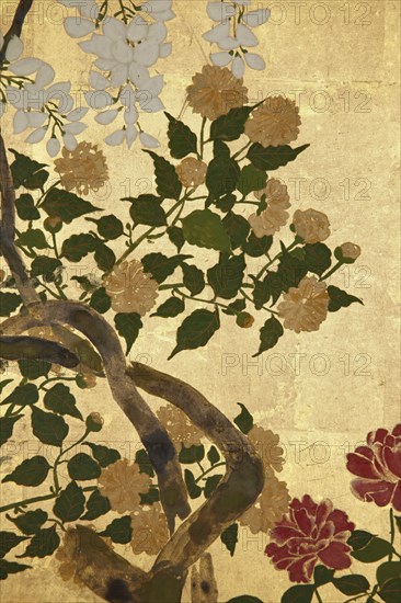 Screen with spring and summer flowers, 1st half of the 18th century. Creator: Watanabe Shiko.