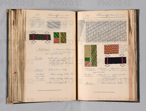 Student Notebook Containing Notes, Diagrams and Swatches, Germany, c. 1898-1900. Creator: Alfred Fehr.