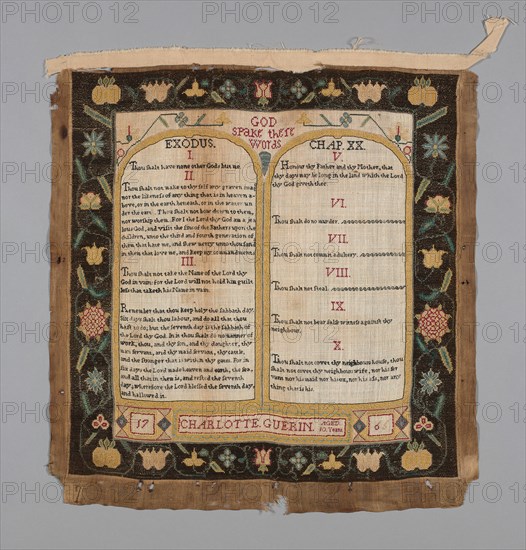 Sampler, Canada, 1765/66. Creator: Charlotte Guerin.