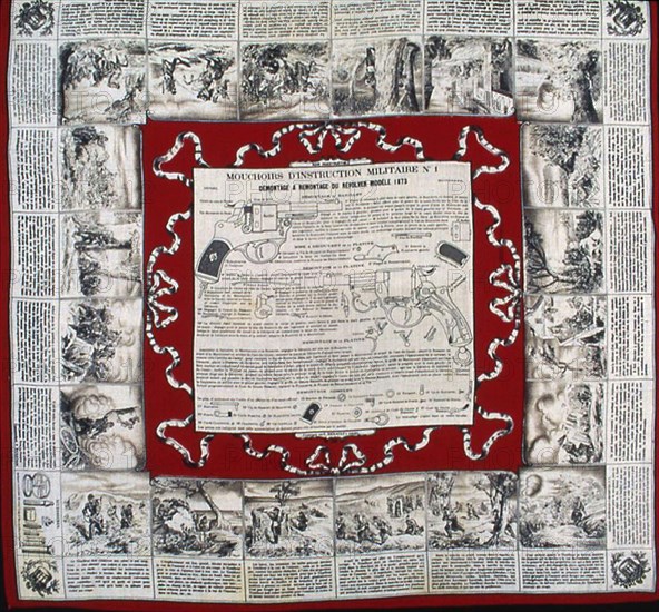 Mouchoirs D'Instruction Militarie No. 1 (Handkerchief), Rouen, 1850/1900. Creator: Alexandre Buquet.