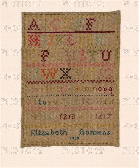 Sampler, Canada, 1838. Creator: Elizabeth Clarke.