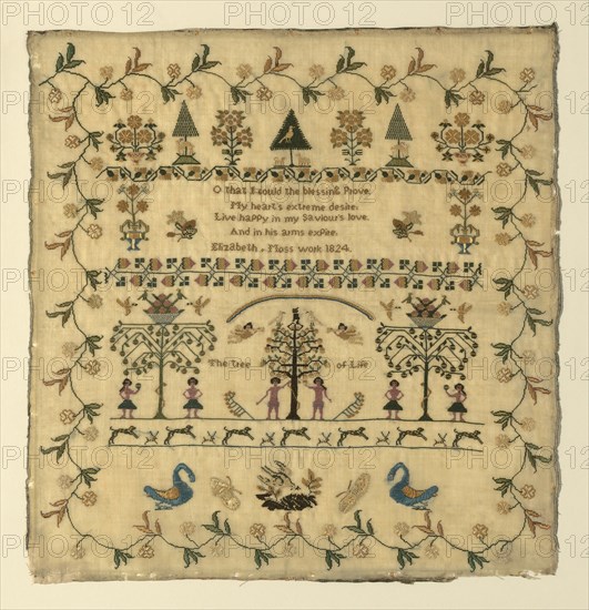 Sampler, United States, 1824. Creator: Elizabeth Moss.