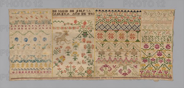 Sampler, México, 1840. Creator: Unknown.