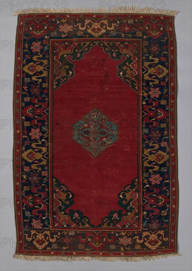 Carpet (Ushak double-ended prayer rug), Romania, 17th century. Creator: Unknown.