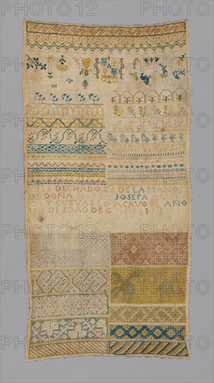 Sampler, Spain, 1815. Creator: Unknown.