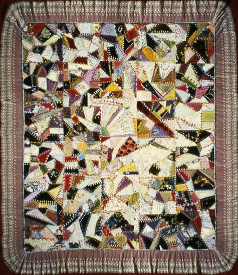 Bedcover (Crazy Quilt), United States, 1880/85. Creator: Unknown.