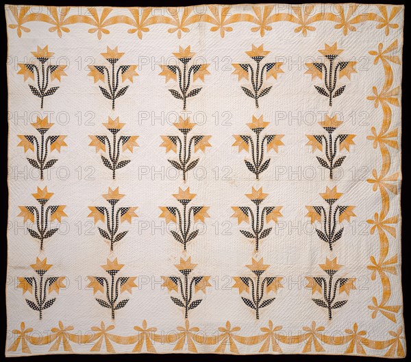 Bedcover (North Carolina Lily or Virginia Lily Quilt), United States, c.1840. Creator: Unknown.